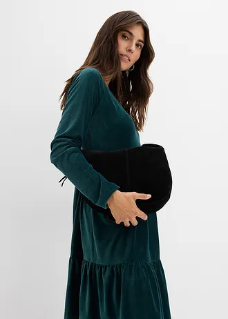 Robe courte en velours extensible • vert profond • Boutique bonprix