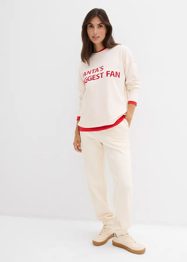 Pantalon de jogging 100% coton, Couleur: beige naturel