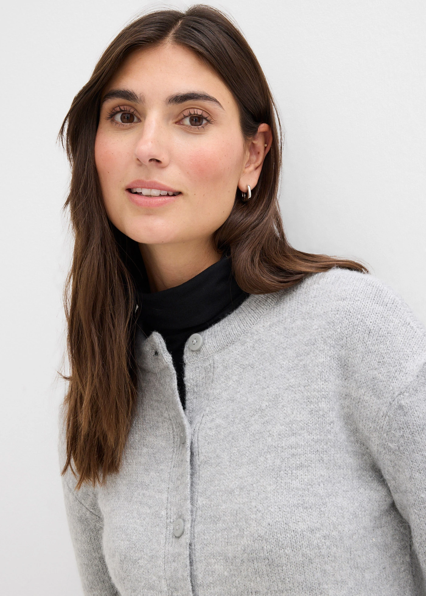 Pletený kabátek • světle šedý melír • bonprix obchod