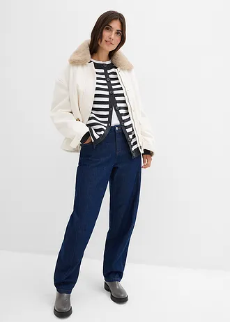 Fijngebreid vest, ronde hals, Kleur: donkergrijs-wit gestreept