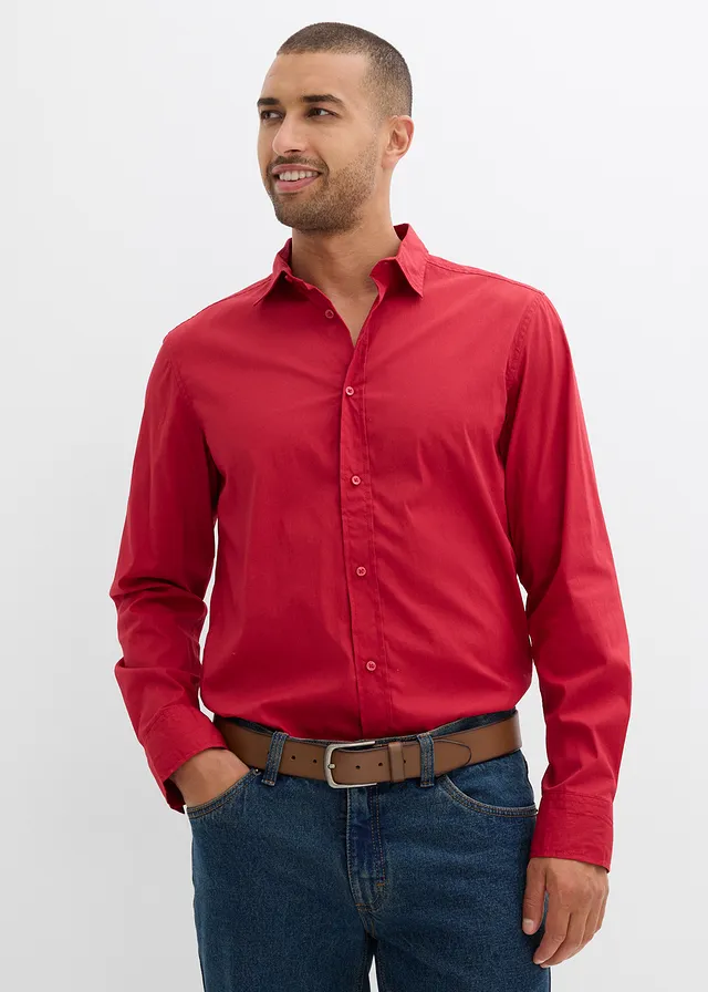 Chemise habillée extensible, slim • rouge piment • product-page.page-title-suffix