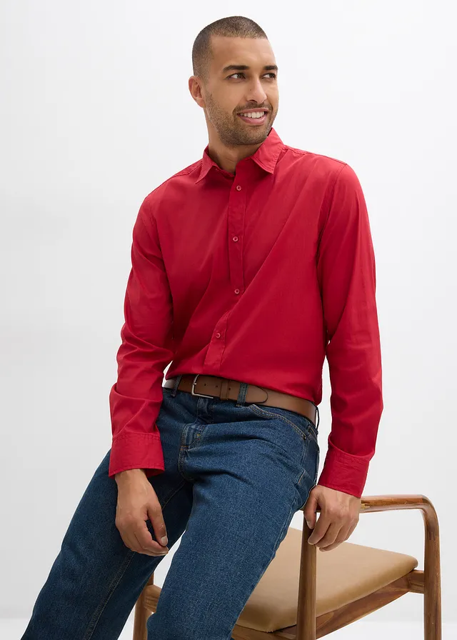Chemise habillée extensible, slim • rouge piment • product-page.page-title-suffix