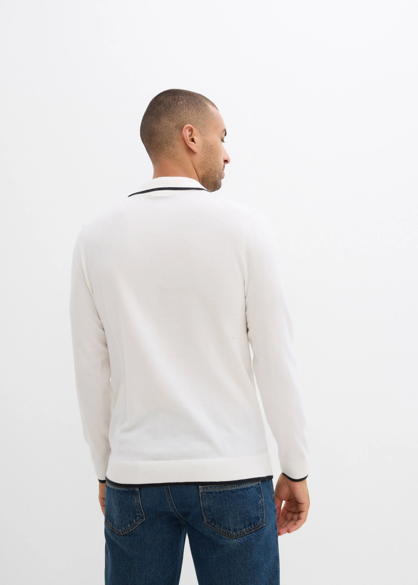 Pull en fine maille à détails contrastants • ecru • Boutique bonprix