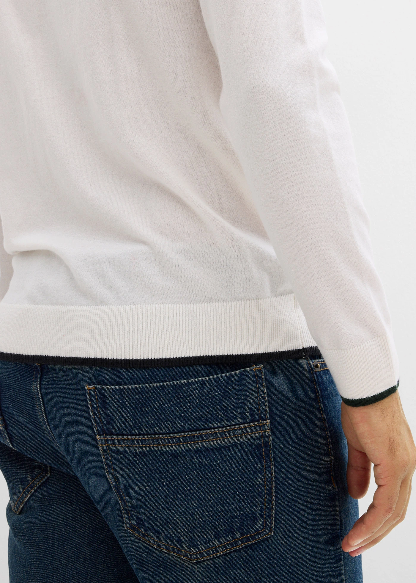 Pulover din tricotaj fin cu detalii contrast • ecru • magazin bonprix