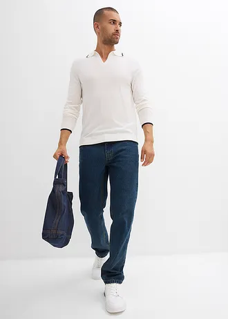 Pull en fine maille à détails contrastants • ecru • Boutique bonprix