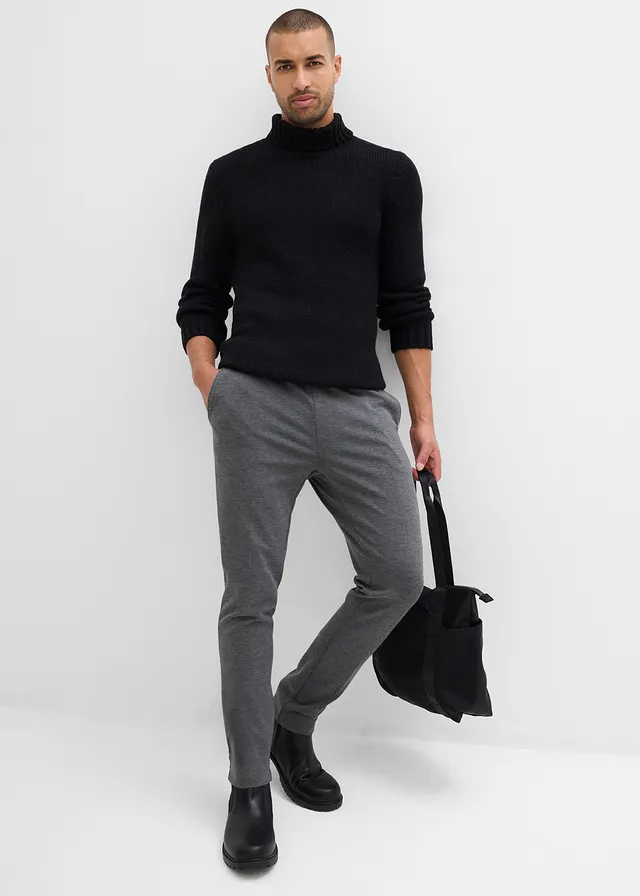 Pantalon slim, élastiqué et élégant • gris chiné • product-page.page-title-suffix