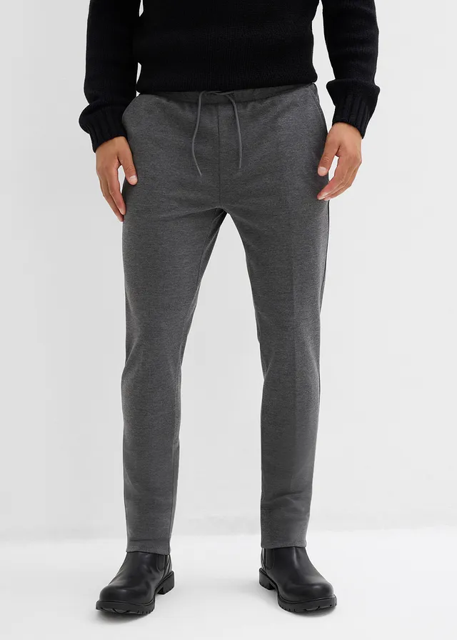 Elegante super stretch broek met comfortband, slim fit • grijs gemêleerd • bonprix online shop