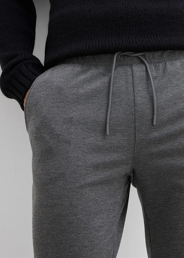 Elegáns szuper-sztreccs nadrág kényelmes derékpánttal, Slim Fit • szürke melírozott • bonprix áruház
