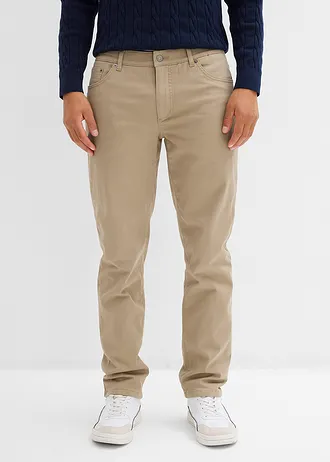 Pantaloni Regular Fit termo cu stretch, cu căptușeală moale din flanel, drepți • kaki new • magazin bonprix