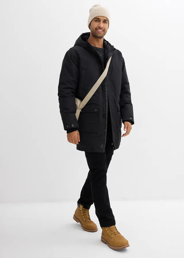 Parka d’hiver imperméable avec duvet véritable noir