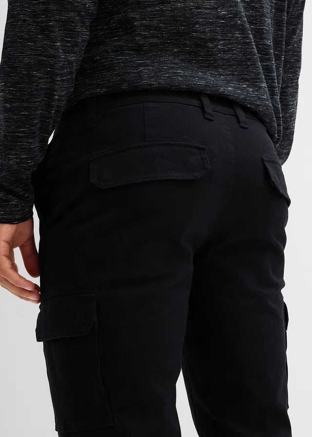 Regular fit stretch cargo thermobroek, straight • zwart • product-page.page-title-suffix
