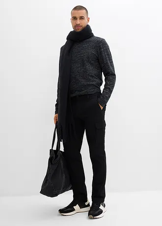 Strečově cargo termokalhoty Regular Fit, Straight, barva: černá