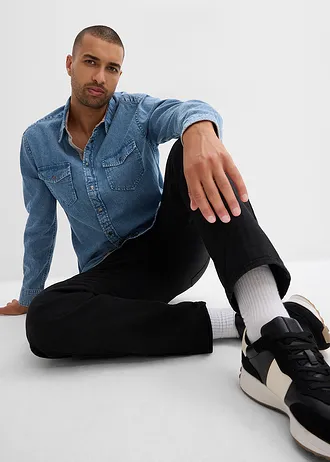 Relaxed Fit cargo thermo nadrág flanel béléssel és kényelmes derékpánttal, Straight • fekete • bonprix áruház