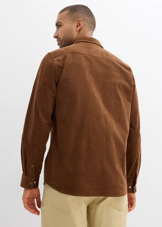 Chemise en velours côtelé de coton extensible • marron • product-page.page-title-suffix
