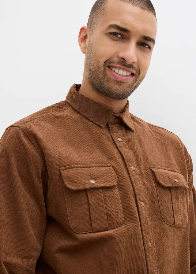 Chemise en velours côtelé de coton extensible • marron • product-page.page-title-suffix