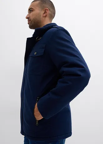 Zimní bunda z čisté bavlny, s plyšovou podšívkou • tmavě modrá • bonprix obchod