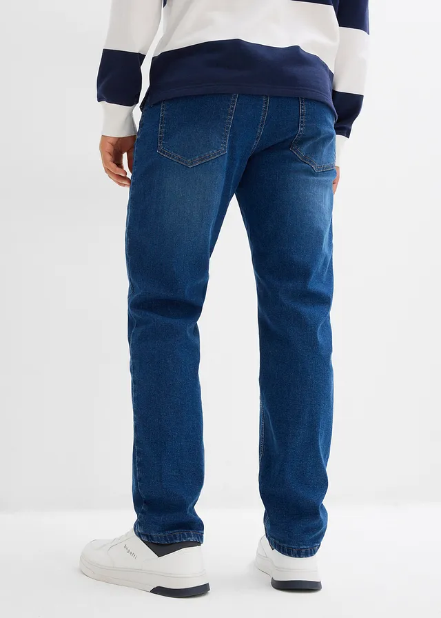 Jean extensible loose, taille élastiquée, doublure chaude, droit • bleu moyen denim • product-page.page-title-suffix