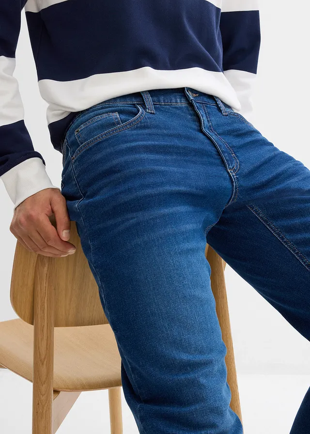 Jean extensible loose, taille élastiquée, doublure chaude, droit • bleu moyen denim • product-page.page-title-suffix
