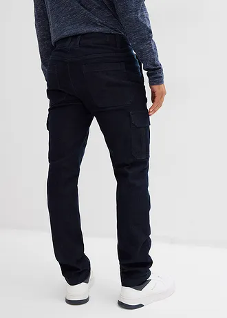 Termo cargo džíny Regular Fit, s pružným pasem a flanelovou podšívkou, Straight, barva: tmavě modrý denim