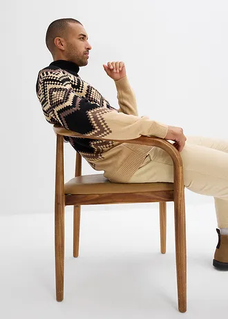 Coltrui met ikat patroon in een zachte katoenmix • leembruin-lichtbruin-zwart • bonprix online shop