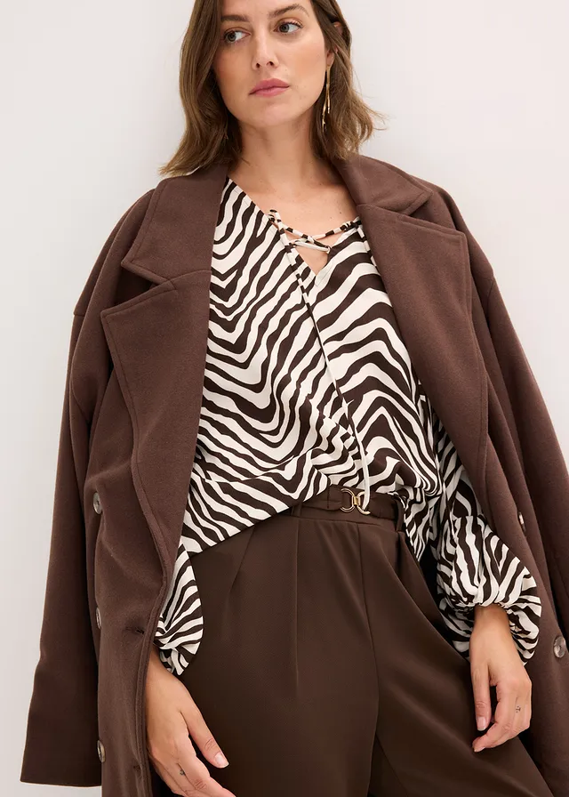 Tuniekblouse • donkerbruin-parelwit gedessineerd • product-page.page-title-suffix