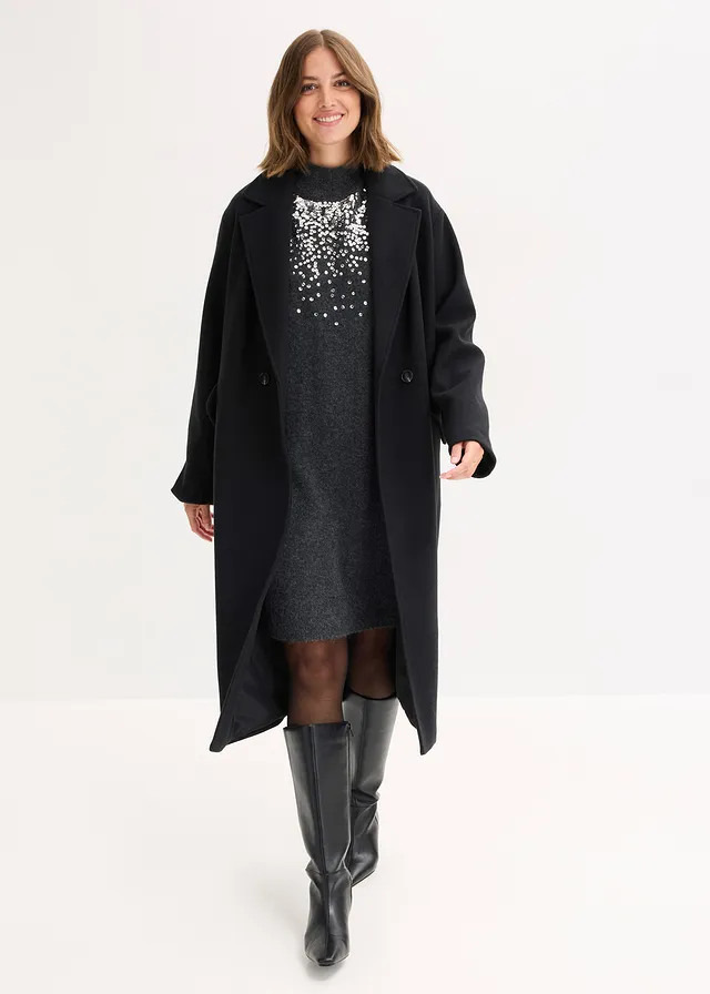 Gebreide jurk met paillettenapplicatie • antraciet gemêleerd • product-page.page-title-suffix