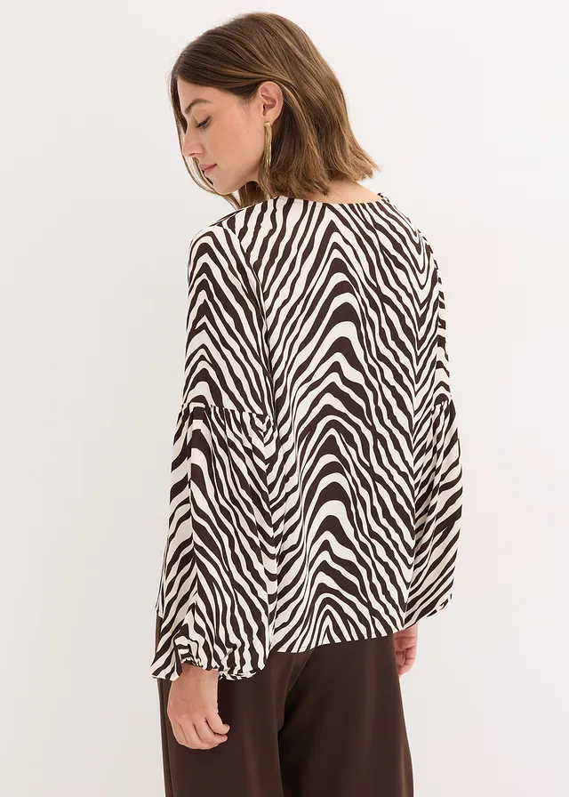 Tunique-blouse • marron foncé-blanc nacré imprimé • product-page.page-title-suffix