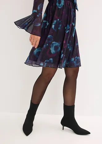 Šaty z jemné síťoviny • tmavě fialovo-černo-petrolejová s květy • bonprix obchod