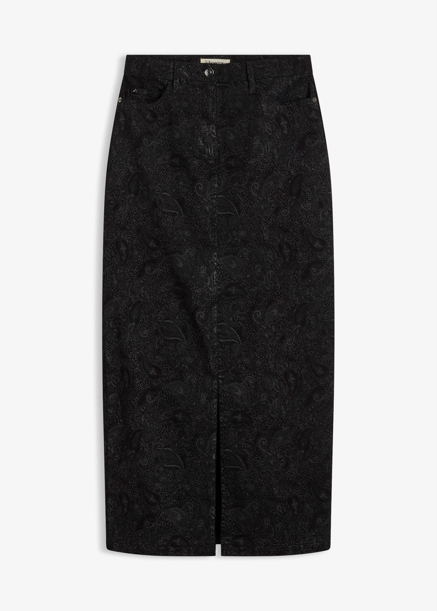 Fustă din material elastic cu bumbac • negru-gri fumuriu paisley • magazin bonprix