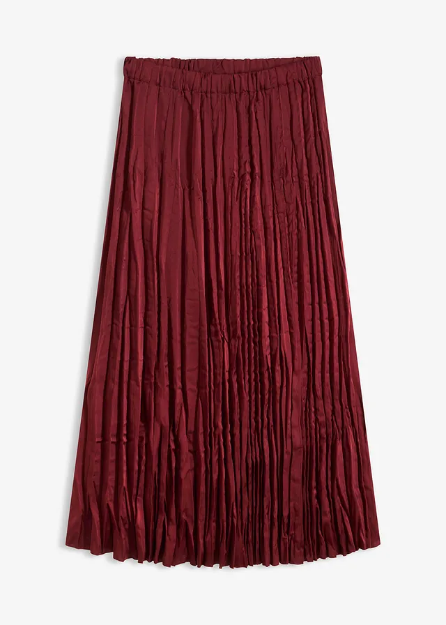 Jupe longue en satin froissé • rouge rubis • Boutique bonprix