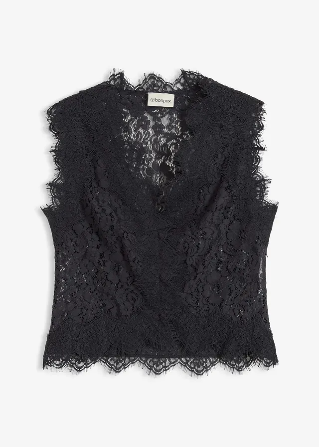 Kanten vest • zwart • bonprix online shop