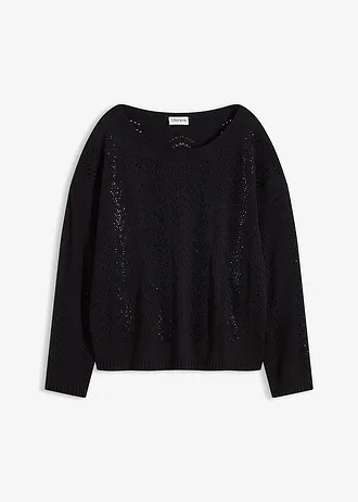 Ažurový svetr, barva: černá