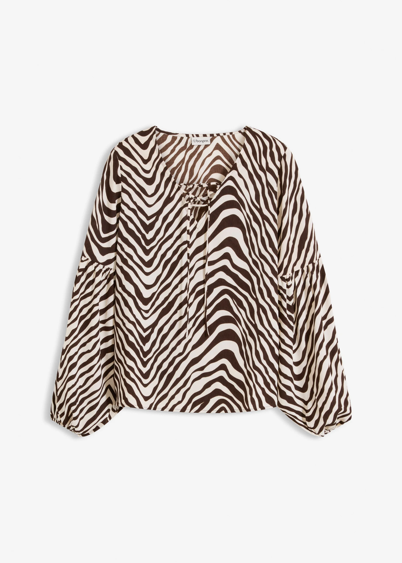 Tuniková halenka • tmavě hnědo-perlově bílá s potiskem • bonprix obchod