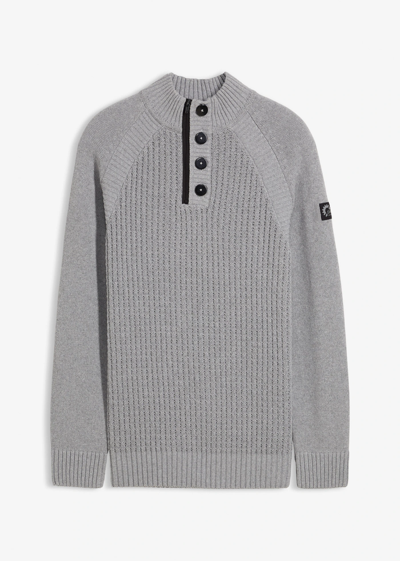 Pull texturé à col montant • gris chiné • Boutique bonprix