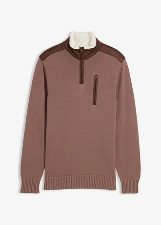 Kötött Troyer pulóver szövet betéttel