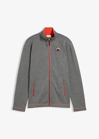 Veste zippée en maille polaire à détails contrastés • gris chiné-orange • Boutique bonprix