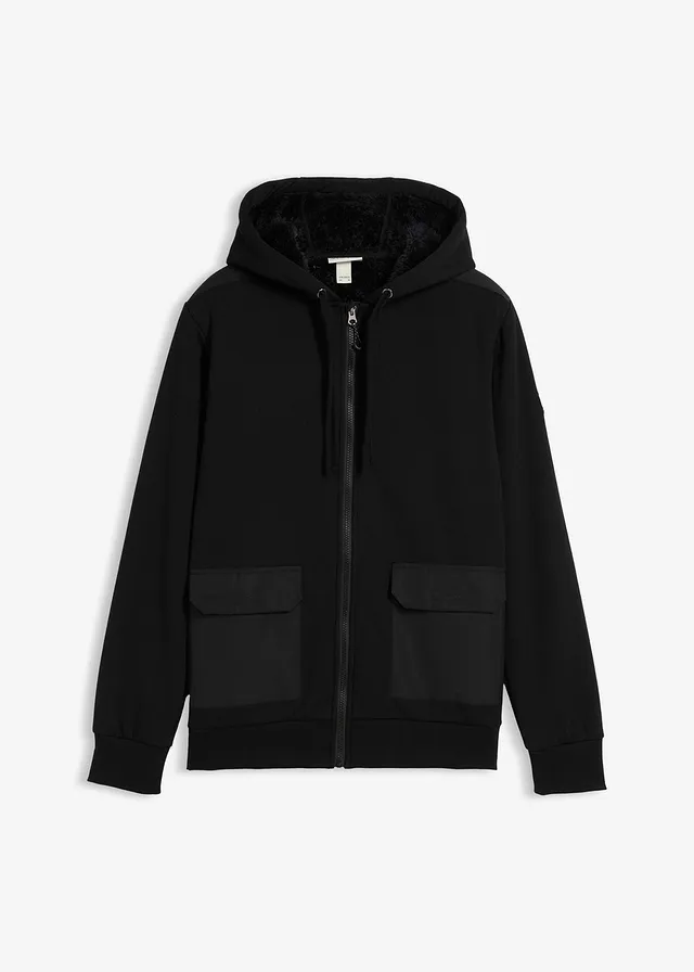 Jachetă casual cu glugă și căptușeală teddy