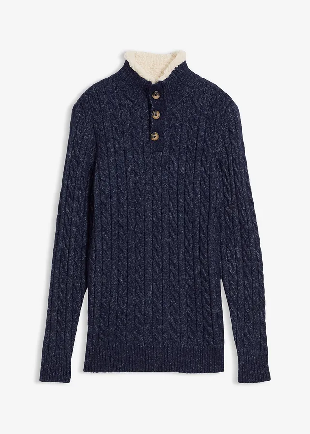 Pull camionneur, Couleur: bleu foncé chiné