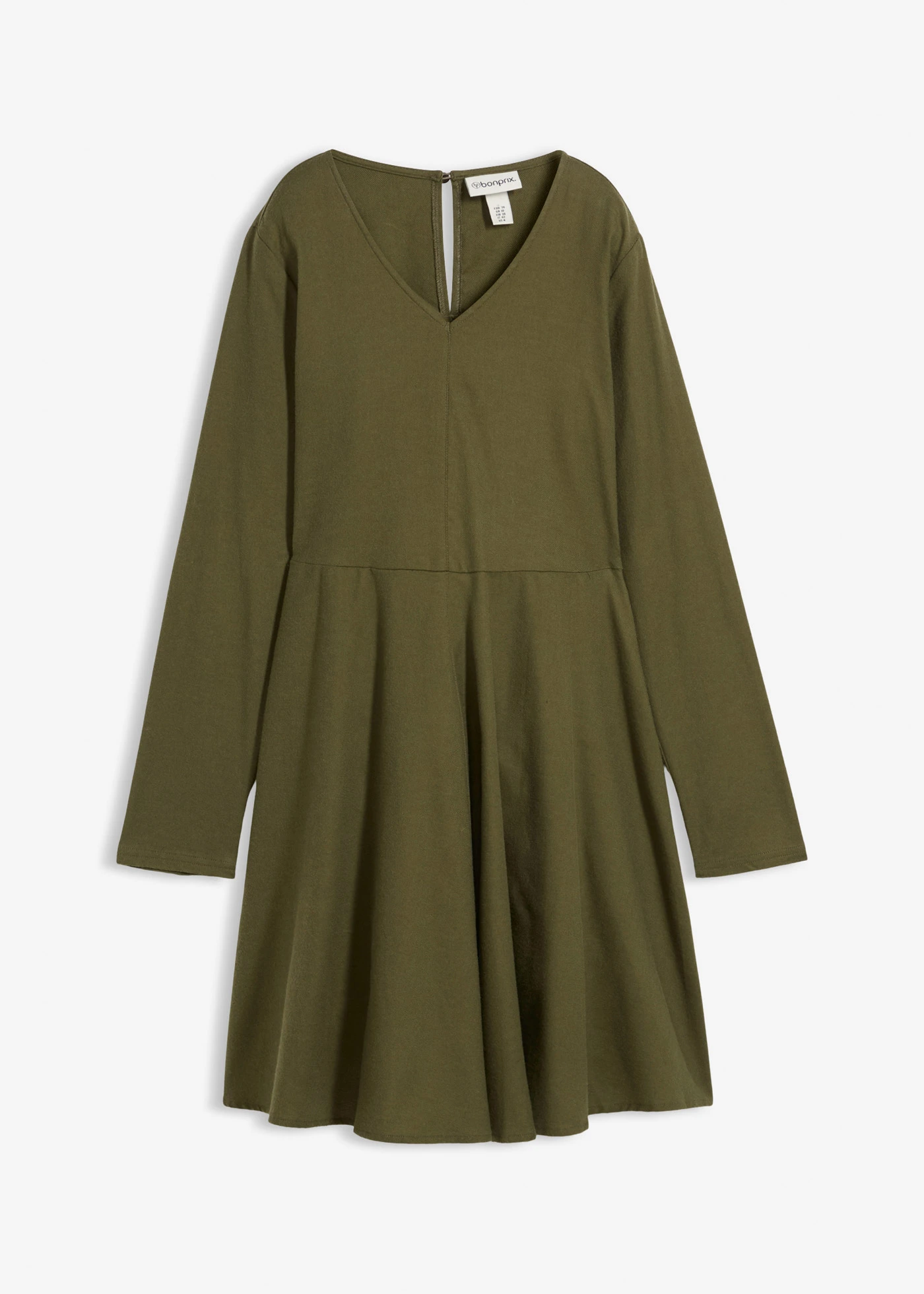 Licht flanellen jurk van puur katoen • donkerolijfgroen • bonprix online shop