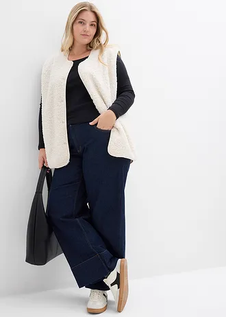 Fleece bodywarmer, Kleur: parelwit