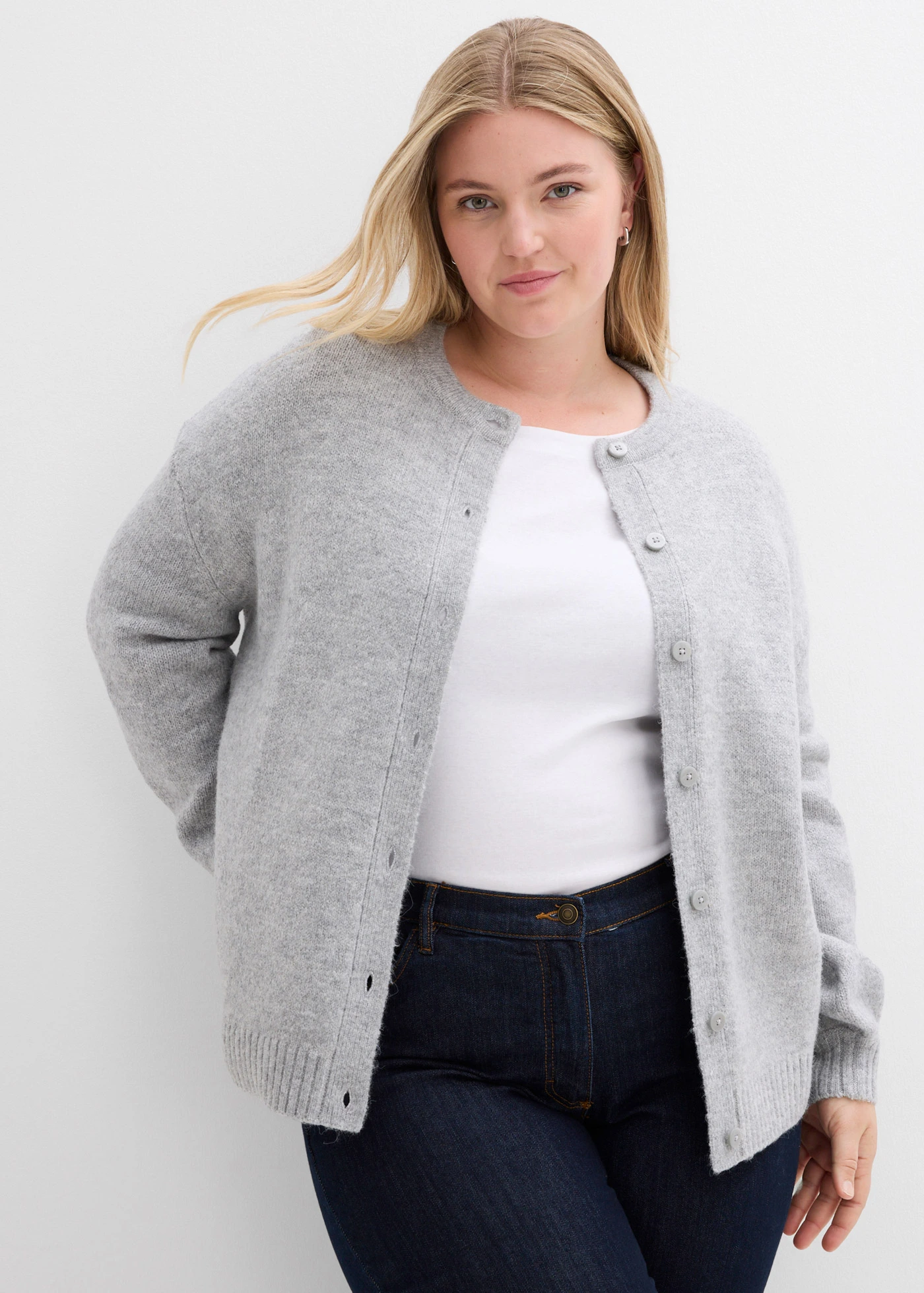 Gilet en maille • gris clair chiné plus size • Boutique bonprix