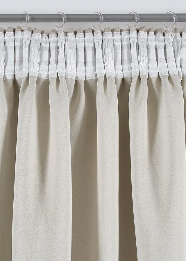 Verduisterend gordijn met structuur front, dubbellaags (1 stuk), Kleur: beige