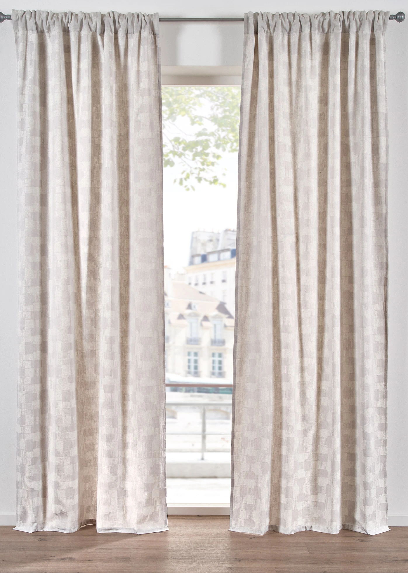 Rideau en coton tissé jacquard (1 pce) • gris clair • Boutique bonprix