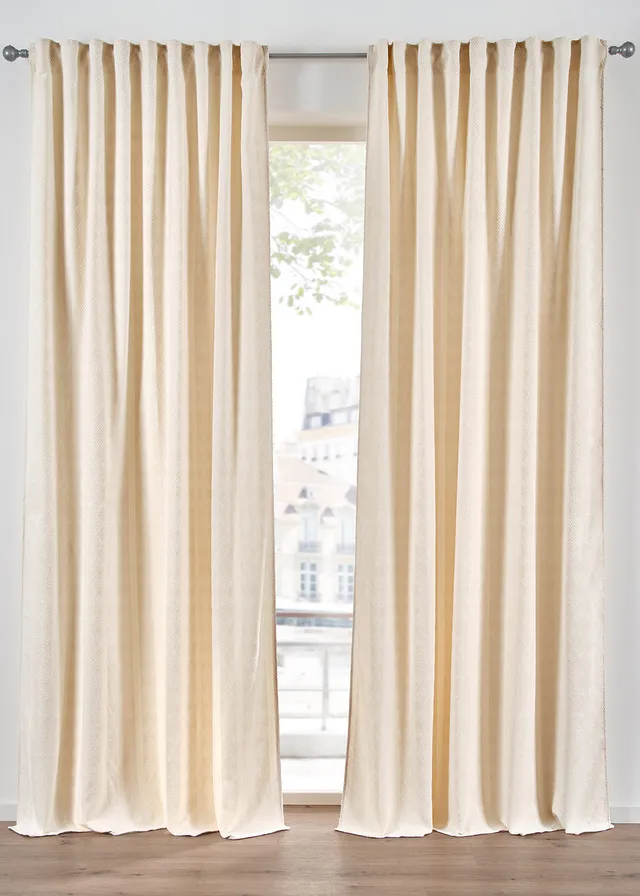 Ondoorzichtig gordijn van zacht chenille (1 stuk) • crème • bonprix online shop