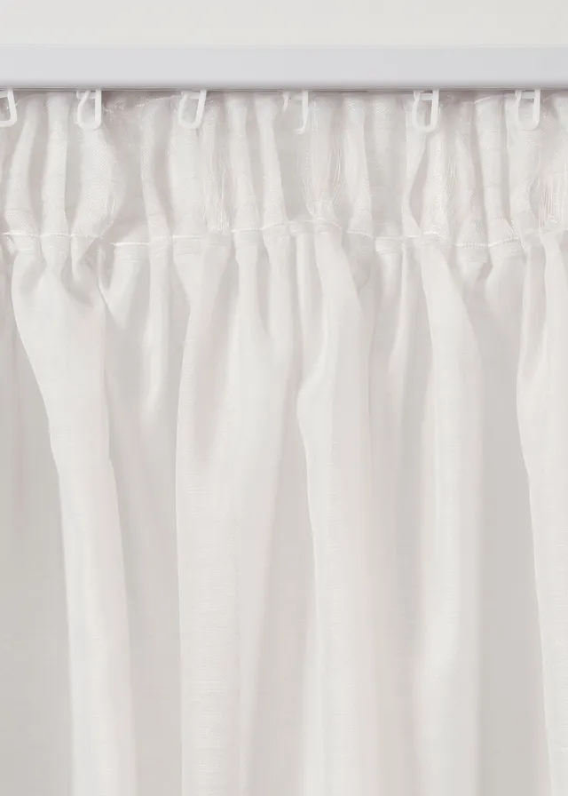 Transparant gordijn met print (1 stuk), Kleur: wit-taupe