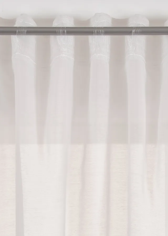 Transparant gordijn met print (1 stuk), Kleur: wit-taupe