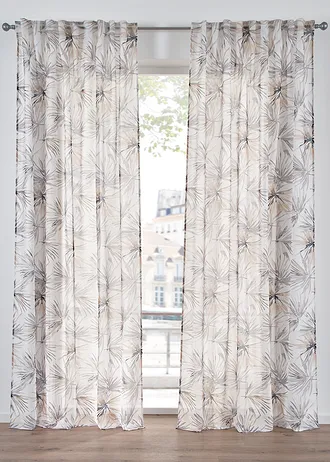 Transparant gordijn met print (1 stuk) • crème-bruin • bonprix online shop