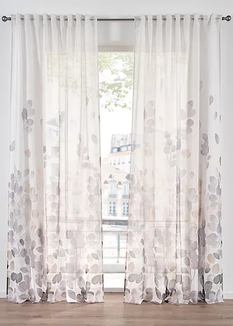 Voilage à imprimé (1 pce) • blanc-taupe • Boutique bonprix