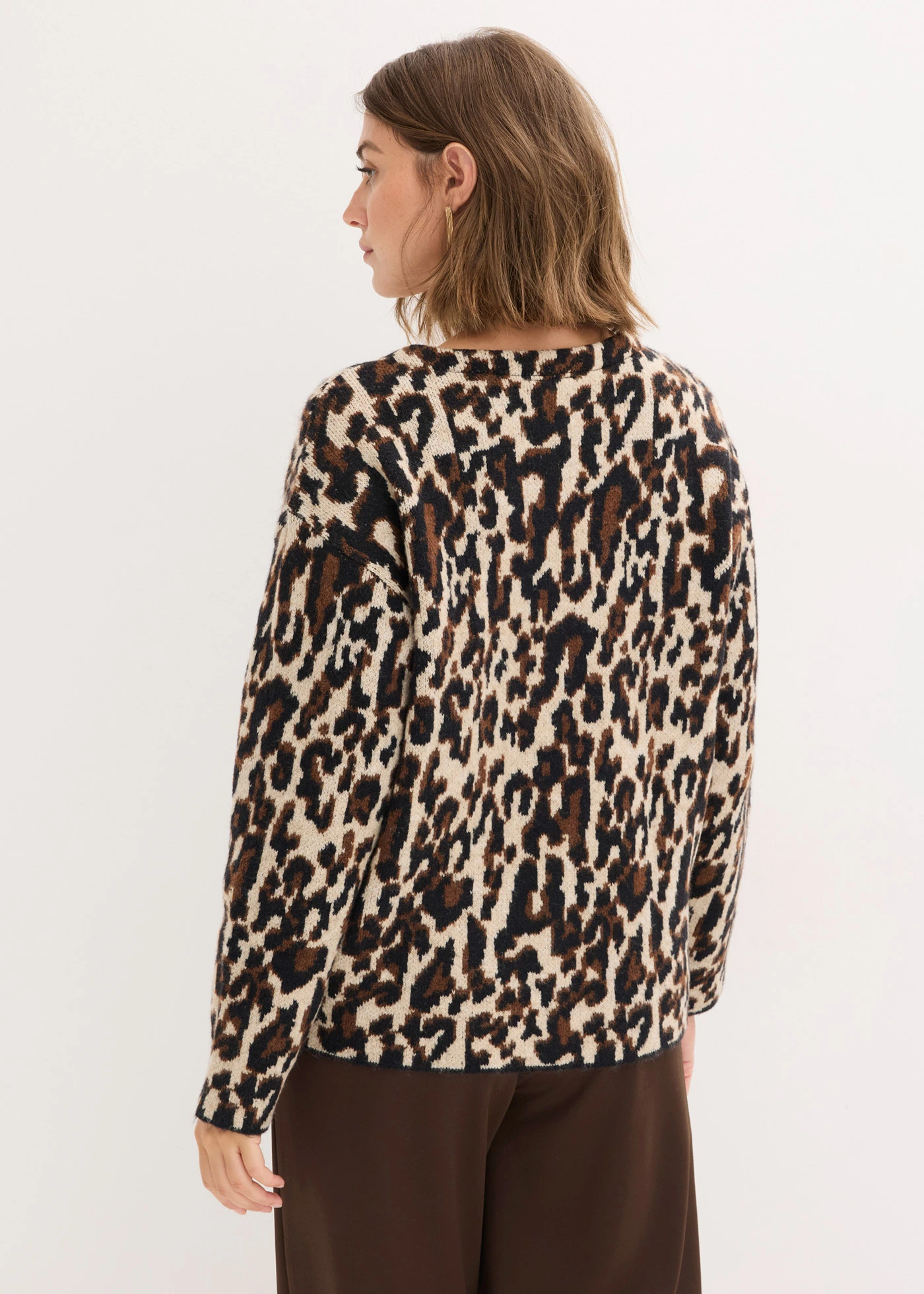 Kötött Jacquard kardigán • barna/leopárdmintás • bonprix áruház