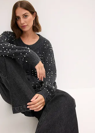 Pletený kabátek • antracitový melír • bonprix obchod